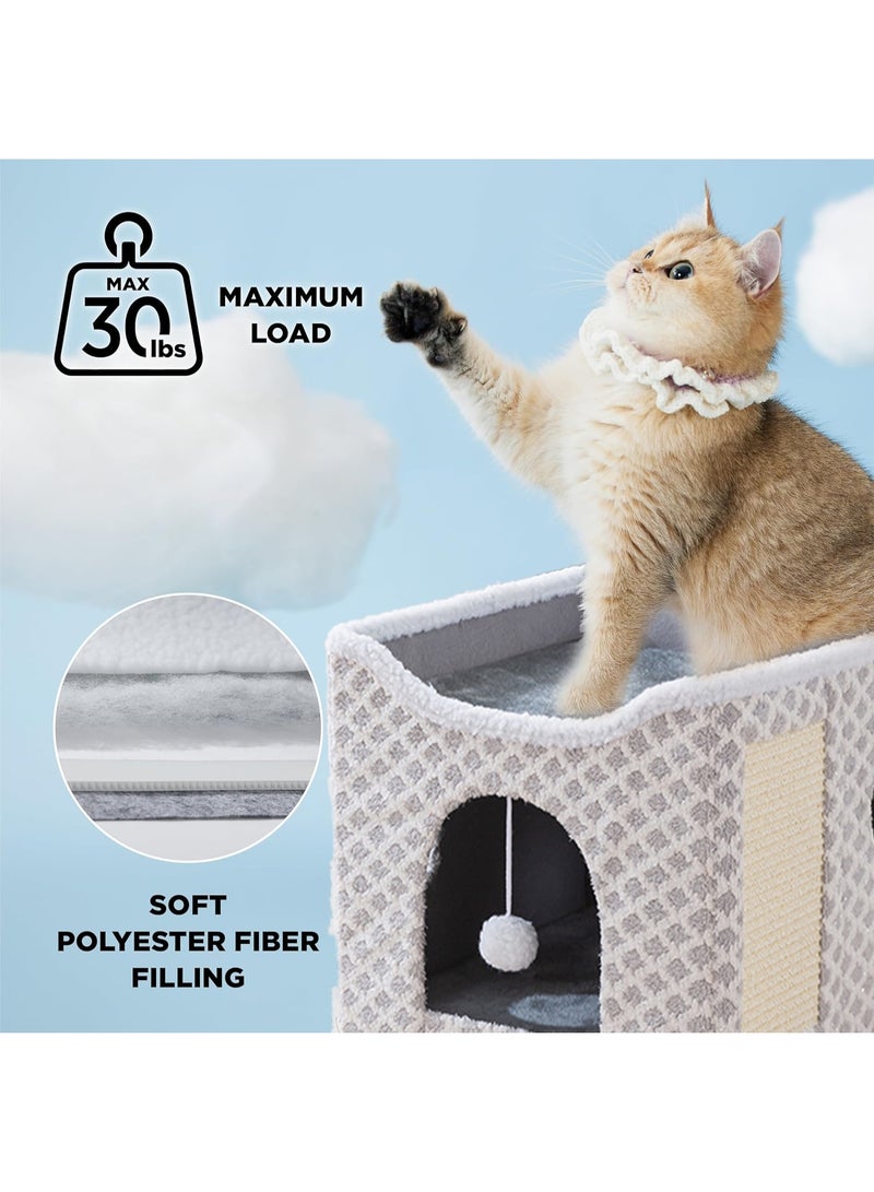 XiuWoo Large Indoor Cat Beds, Foldable Kitten House, Cat Cave, Small Aminal Hideawa, Condo Cat Cube for Pet Cube with Fluffy Ball Hanging - Image 3