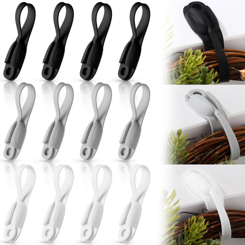 Fiada 12 Pcs Cord Bundlers Cord Organizer for Appliances Self Adhesive Kitchen Sticky Silicone Holder Organizer for Air Fryer Toaster Home Decorations AccessoriesBlack White Gray