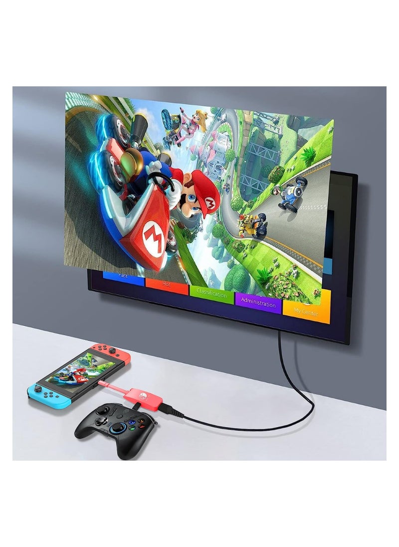 KASTWAVE - Switch HDMI Dock Adapter for Nintendo, Mini Portable USB-C to 4K HDMI TV Dock Charging Docking Station Base Adapter Hub, Compatible Suitable Switch OLED/MacBook/Laptop/iPad (Red) - Image 1