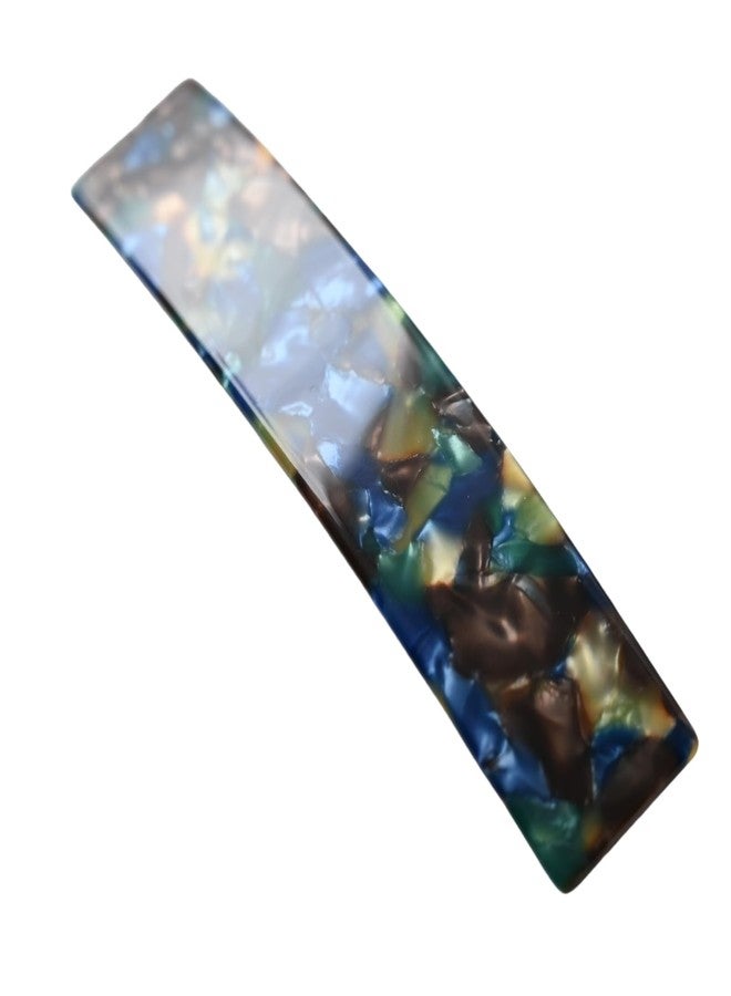 Prettyou Handmade Celluloid French Clip Design Tortoise Shell Oblong Luxury Fashion Accessories Hair Clip Claw for Women Barrettes (green floral) - Image 1