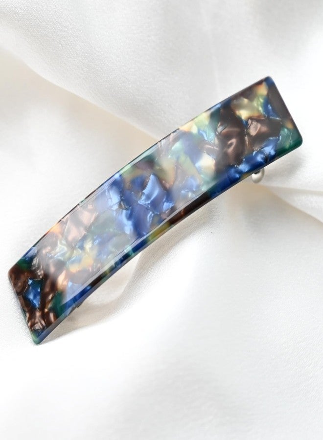 Prettyou Handmade Celluloid French Clip Design Tortoise Shell Oblong Luxury Fashion Accessories Hair Clip Claw for Women Barrettes (green floral) - Image 5