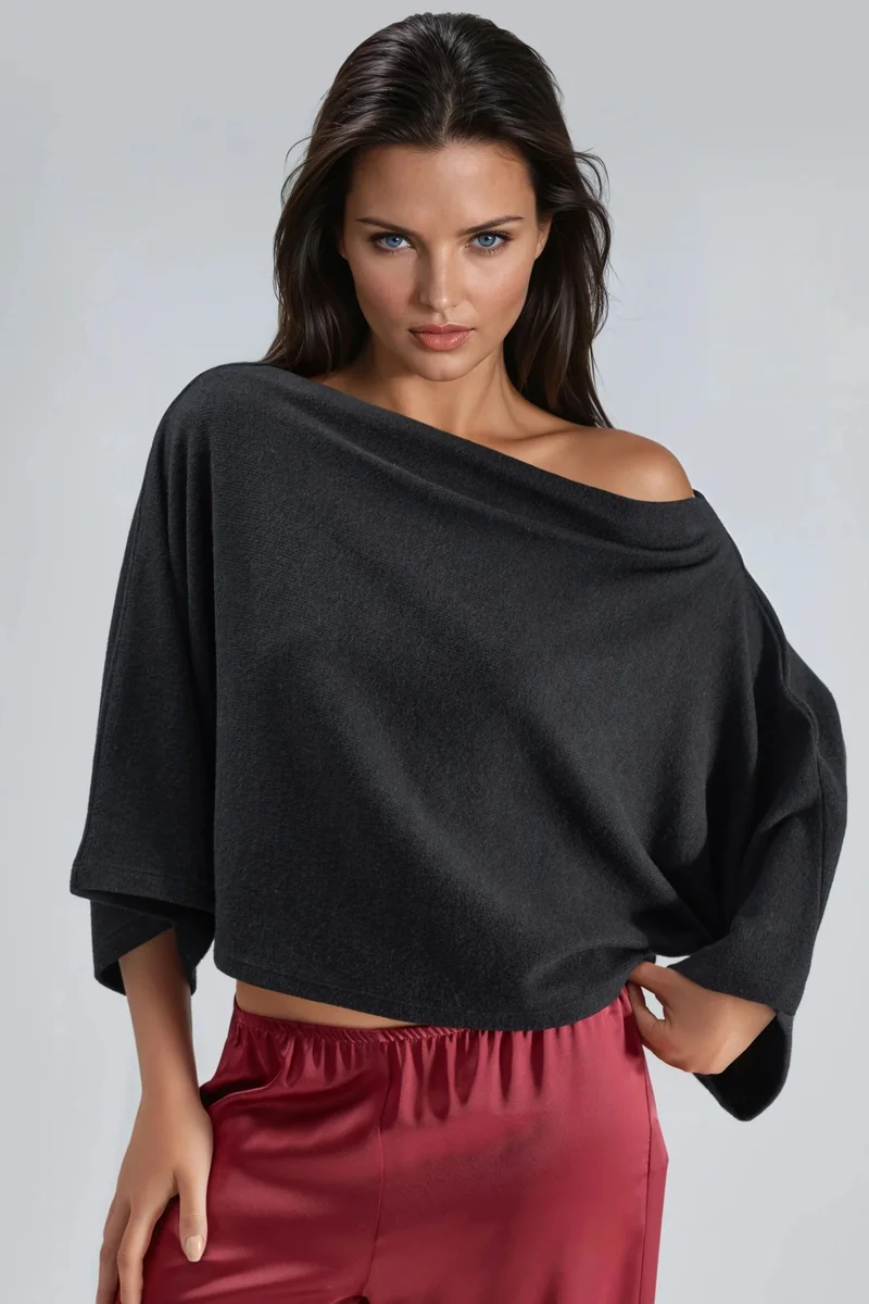 Busem Black BUSEM Loose Fit Knit Blouse for Women | Best Price UAE