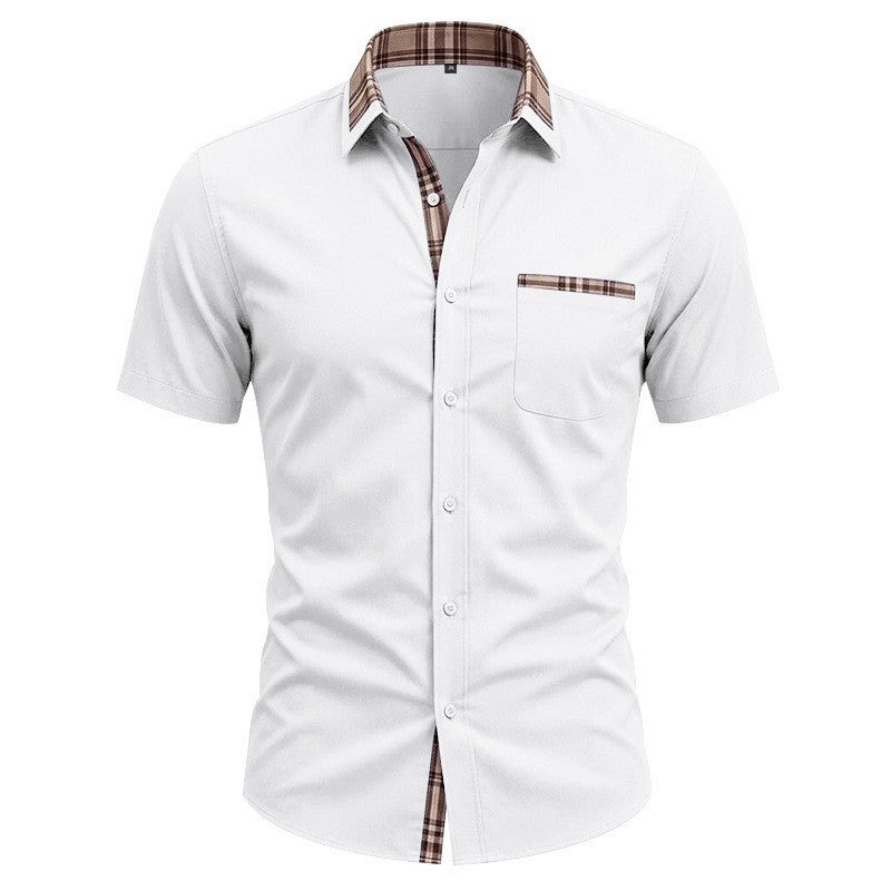 Men's Contrast Color Stretch Breathable Short Sleeve Shirt