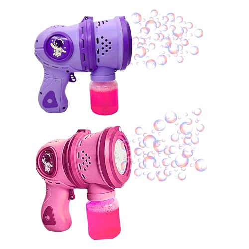 Camin Automatic 12 Holes Colour Bubble Gun for Kids | 2 Bubble Solution,10000+ Bubbles Per Minute |Leak-Proof Design|Birthday Gift Summer Toy for Boys Girls Age 3-16 yrs (Pink) - Image 2