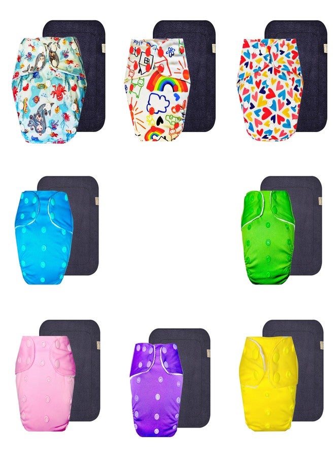 Dumbledo Premium Cloth Diaper with Gray Insert (Pack of 8) | Snug Fit | Reusable & Washable | Easy to Clean | Everyday Diapering Essential | 3 Months - 3 Years | Unisex Baby - Image 1