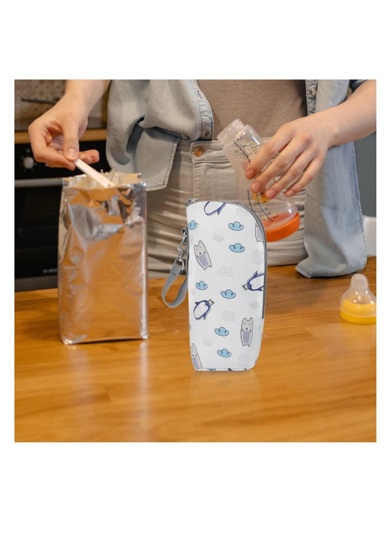 SYOSI Baby Bottle Cooler Bag, Baby Bottle Thermal Bag, Bottle Bag for Daycare Baby Milk Cooler, Children Water Cup Bag, White Accessories Breast Milk Interlayer Cotton, Travel Bags Portable Bottle Bag  - Image 2