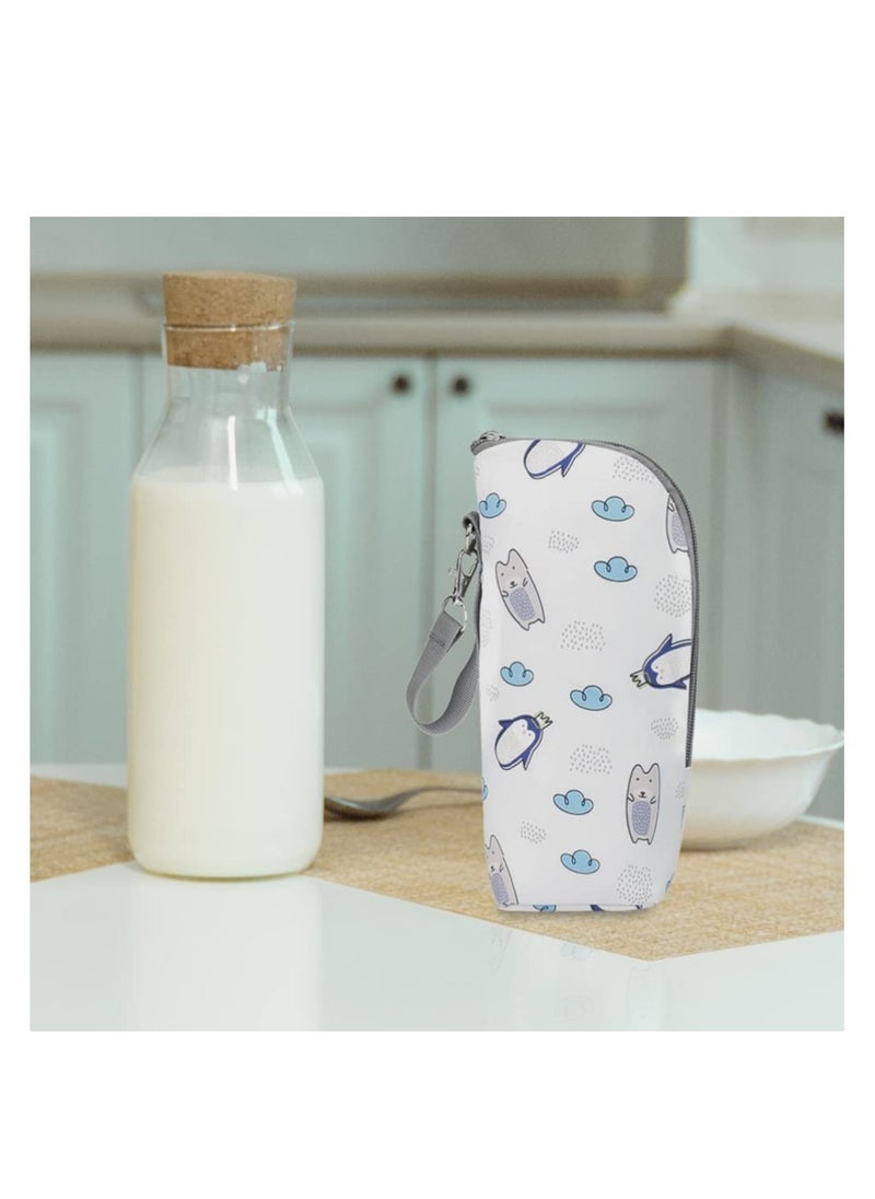 SYOSI Baby Bottle Cooler Bag, Baby Bottle Thermal Bag, Bottle Bag for Daycare Baby Milk Cooler, Children Water Cup Bag, White Accessories Breast Milk Interlayer Cotton, Travel Bags Portable Bottle Bag  - Image 3