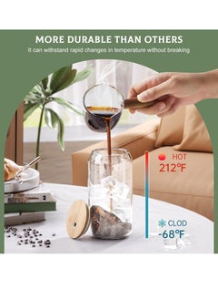 TYCOM Drinking Glasses with Bamboo Lids and Glass Straw, 500ml Beer Can Shaped Glass Cups, Tumbler Cup Ideal For Beer, Tea, Soda, Iced Coffee (2pc, 500ml)  - Image 4