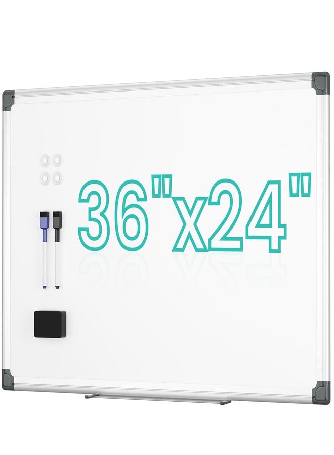 VUSIGN Magnetic Dry Erase Board for Wall, 36" x 24" Hanging Whiteboard for Office, School, Home, Includes Eraser, Markers, Magnets, Pen Tray, Silver Aluminum Frame White Board - Image 1