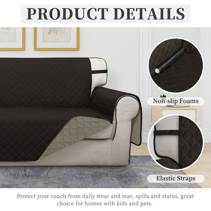 Issuntex Double Protection 100% Waterproof Sofa Covers For Living Room Couch Covers For 3 Cushion Couch Sofa Reversible Furniture Protector Sofa Cover For Dogs Pets Kids (Sofa Chocolate/Beige) - Image 5