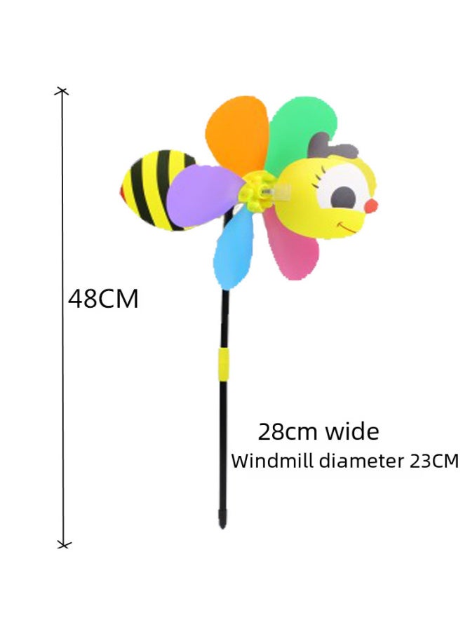 3d Bee Windmill Cartoon Rooster Goldfish Glowing Sequin Windmill Toy Traditional Retro Style Street Stall Direct Sale-Color:Color-Specifications:50*29  - Image 1