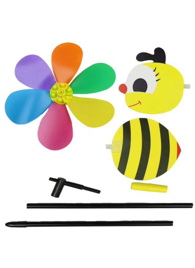 3d Bee Windmill Cartoon Rooster Goldfish Glowing Sequin Windmill Toy Traditional Retro Style Street Stall Direct Sale-Color:Color-Specifications:50*29  - Image 5