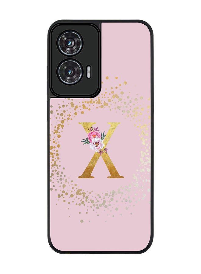 Stylizedd For Motorola Edge 50 Fusion 5G Case,Slim fit Camera Protection, Shockproof Thin Phone cover  - Custom Monogram Floral - X  (Pink ) - Image 1