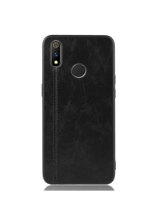 اس-توب جراب لهاتف Oppo Realme 3 مقاوم للصدمات بنمط جلد البقر المخيط، مصنوع من مادة PC + PU + TPU - Image 2