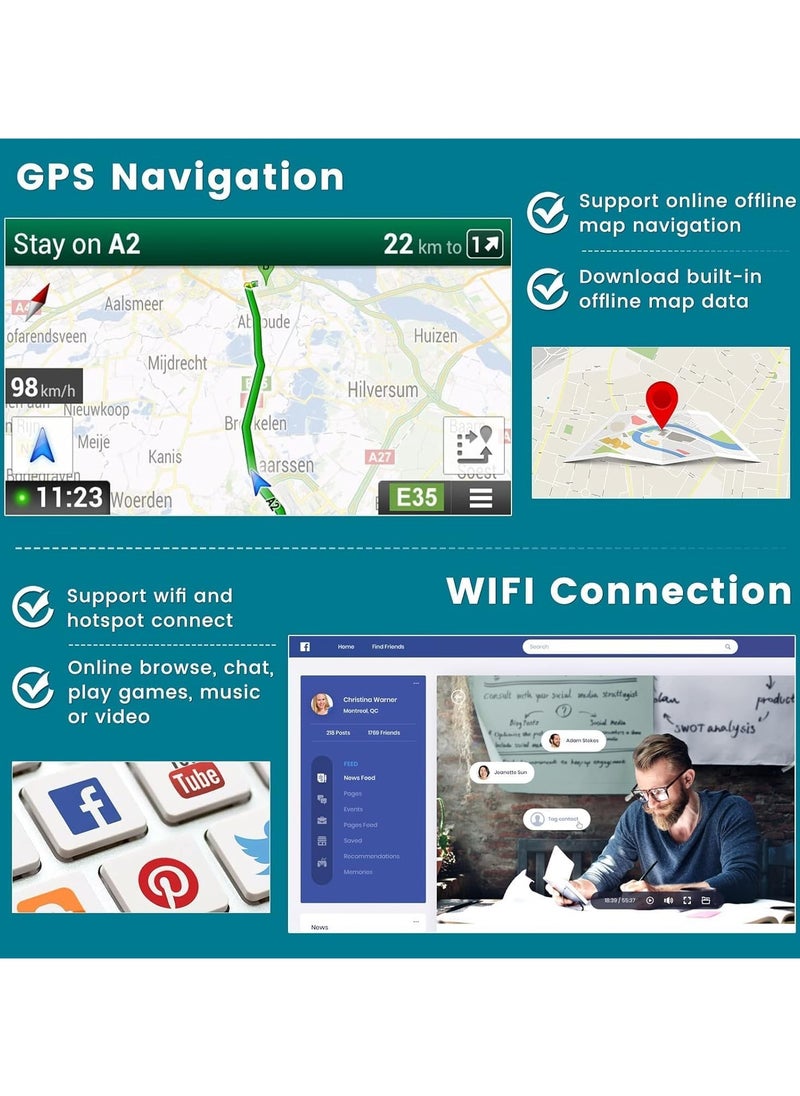 ماركة غير محددة - شاشة سيارة أندرويد 13 مقاس 7 بوصات – نظام ملاحة GPS، 2GB RAM / 32GB ROM، متوافقة مع Carplay و Android Auto، شاشة لمس IPS لهاتف تيبو إيجيا - Image 1