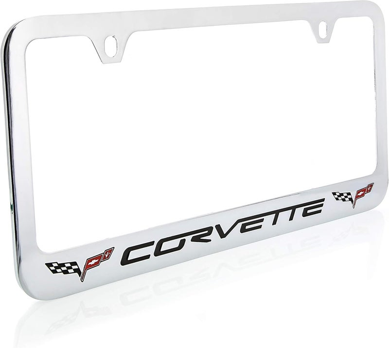 Corvette Central C6 Corvette License Plate Frame with C6 Flags by Corvette Central - Image 1