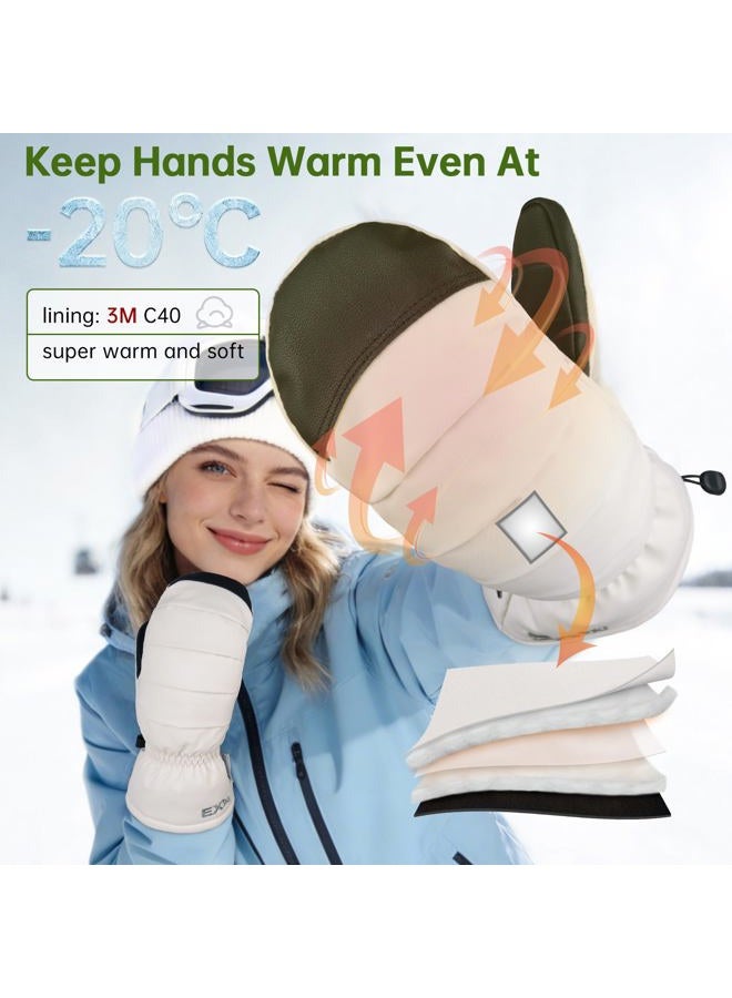 EXski Women Ski Mittens Waterproof Warm Touchscreen Snow Mitts for Extreme Cold Weather Snowboarding Skiing - Image 3