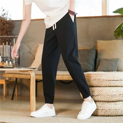 Generic Summer Linen Tapered Breathable Trousers Men Khaki  - Image 5