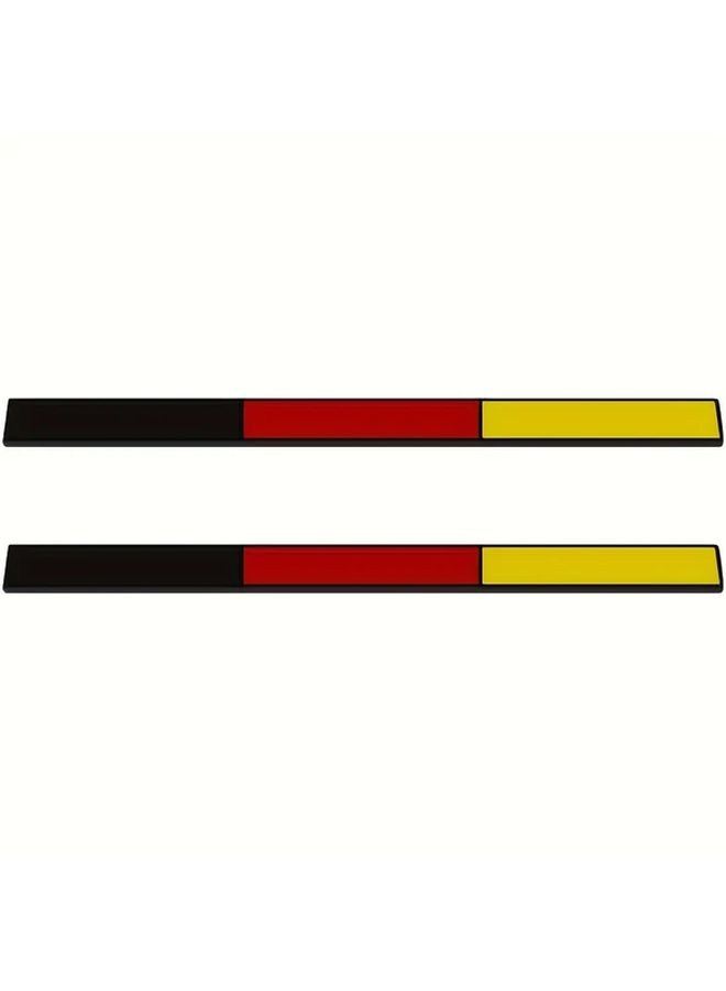 Metal France Italy Germany Flag Decorative Strips Car Interior Emblem Side Decals Rear Trunk Badge Creative Decoration Sticker Variant Auto Accessories German Flag Black Border 2pcs - Image 1