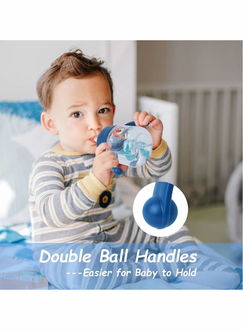 Sippy Cups for Baby 6+ Months, 180ML Toddler Bottles, Spill-Proof Transition Learner Infant 6-24 Month, Clear Scale Trainer Cup with Weighted Straw Cover (Blue Tiger) - Image 2