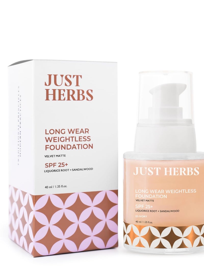 Just Herbs Just Herbs Medium to Full Coverage Longwear Weightless Foundation Ivory  - Image 1