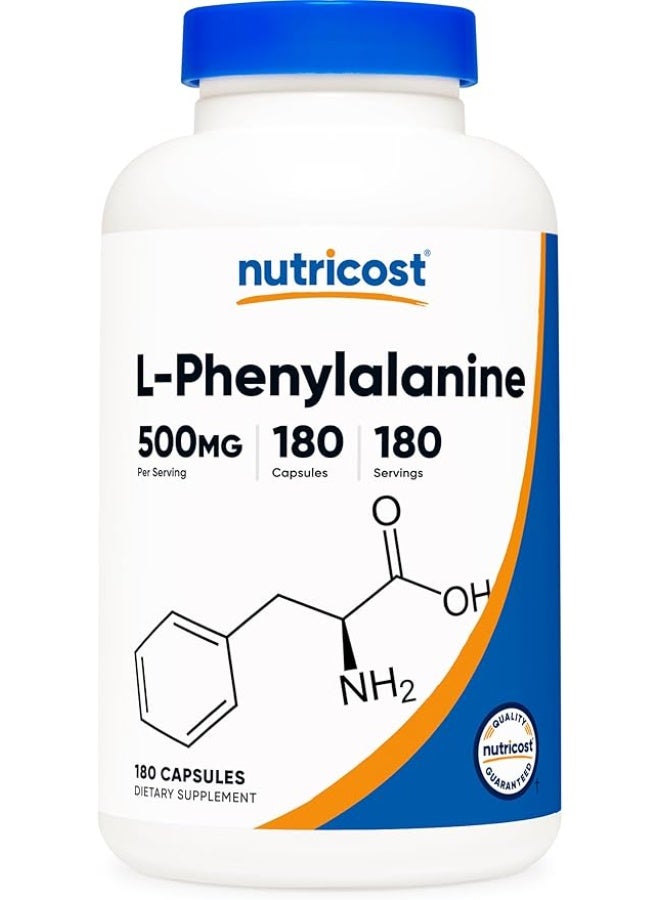 Nutricost, L-Phenylalanine, 500 mg, 180 Capsules - Image 1