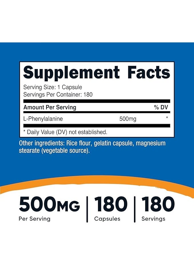 Nutricost, L-Phenylalanine, 500 mg, 180 Capsules - Image 2