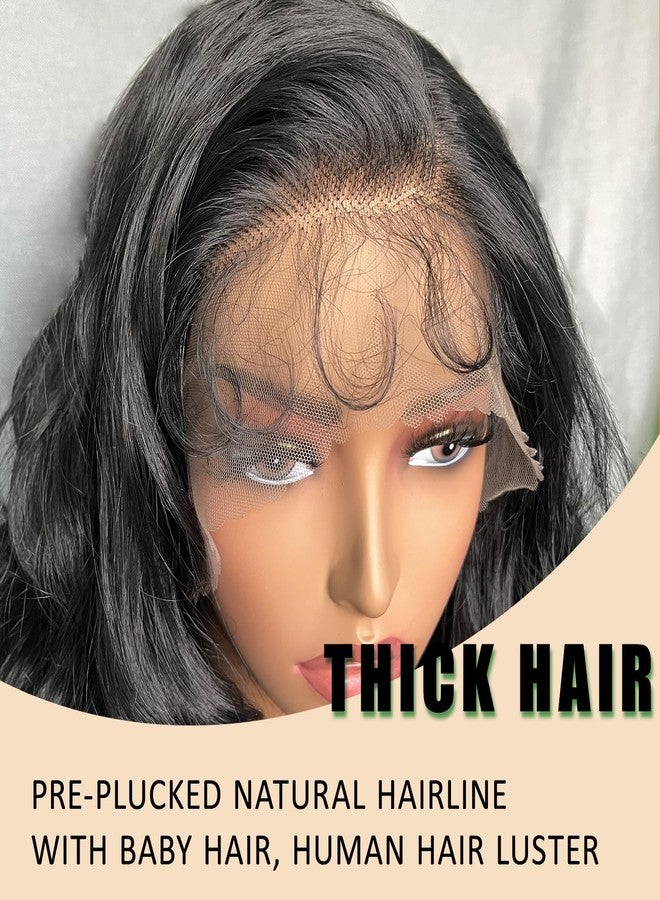 SOKU 13x6 Lace Frontal Water Wave Wigs with Baby Hair Natural Black 34 Inch Long Synthetic Hair Pre-plucked Free Part Transparent Swiss Lace Front Wavy Wigs for Women - Image 4
