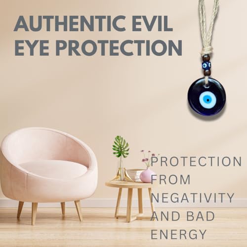 BLUE BEADS Evil Eye Hanging for Home & Car | Nazar Suraksha Blue Glass Decor with Rope & Beads | Good Luck Protection Charm | Door Wall Hanging | Spiritual Gift Item (Evil Eye 5) - Image 4