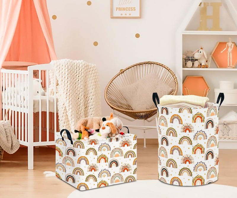 CLOCOR Rectangular Storage Basket Empty,Gift Basket for Kids,Waterproof Toy Bin with Handles,Room Decor(Boho Rainbow) - Image 2