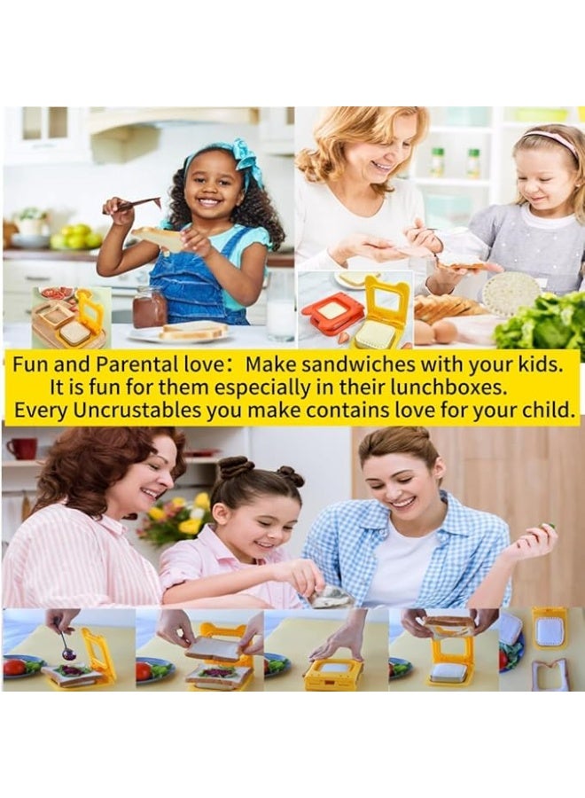 قطاعة ومكبس سندوتش مربع للأطفال باللون الأحمر، أداة سهلة لصنع السندوتشات المغلقة - Image 3