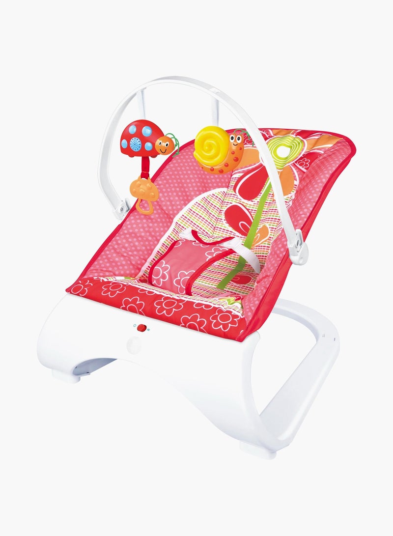 Tiibaby 68119 Baby Rocker Seat, Musical Vibrating Bouncer with Toy Bar, 0-18 Months, Pink - Image 1