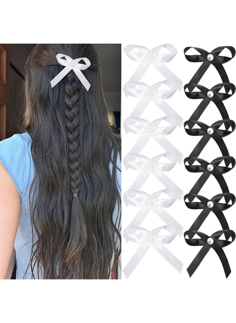HAIMEIKANG 12 Pieces Hair Bow Clips for Women  Hair Ribbon for Women Hair Bow for Girls Mini Hair Clips Accessories Satin Bowknot Hair Clips by HAIMEIKANG 