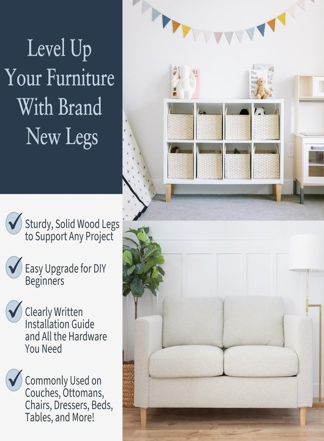 Airy Abode Square Ash Wood Furniture Legs Set of 4 - Pick Your Size and Color - Image 2