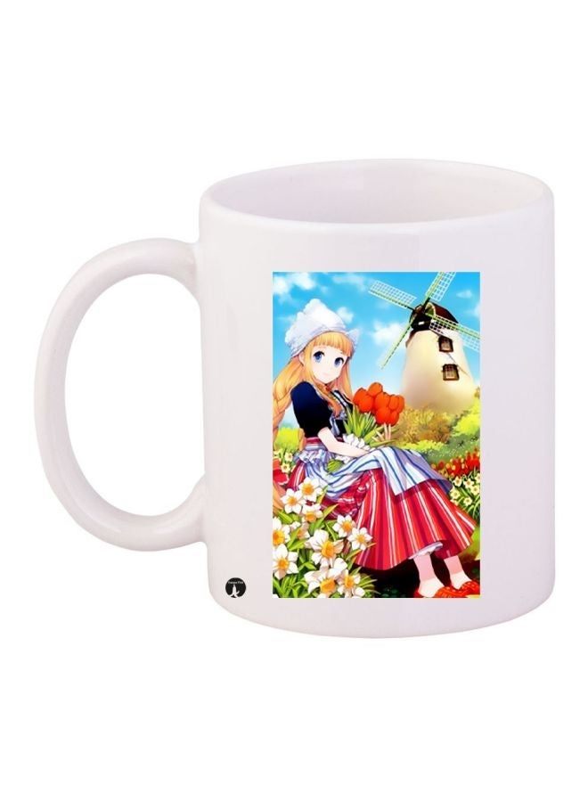 Girl Printed Coffee Mug White/Blue/Red 11ounce