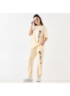 Dragon Ball Z Print Joggers with Drawstring Closure and Pockets