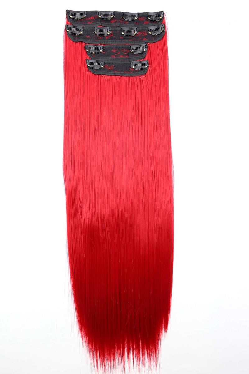 CAISHA XXL 24 4 pcs Full Head Set Clip in Hair Extensions Hairpiece HeatResisting Red CES308