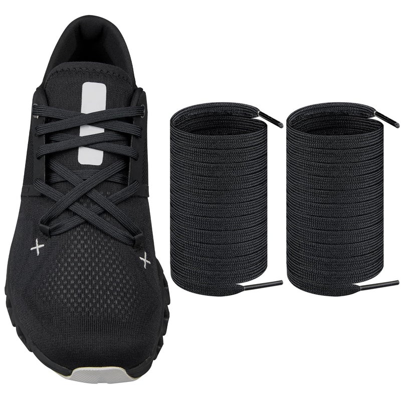 Endoto Shoelaces for On Cloud X3, X4, Shift, Cloudflow, Cloudwift, Cloudmonster Running Replacement Flat Shoes Laces Strings(Color:Black,Size:44Inch) - Image 1