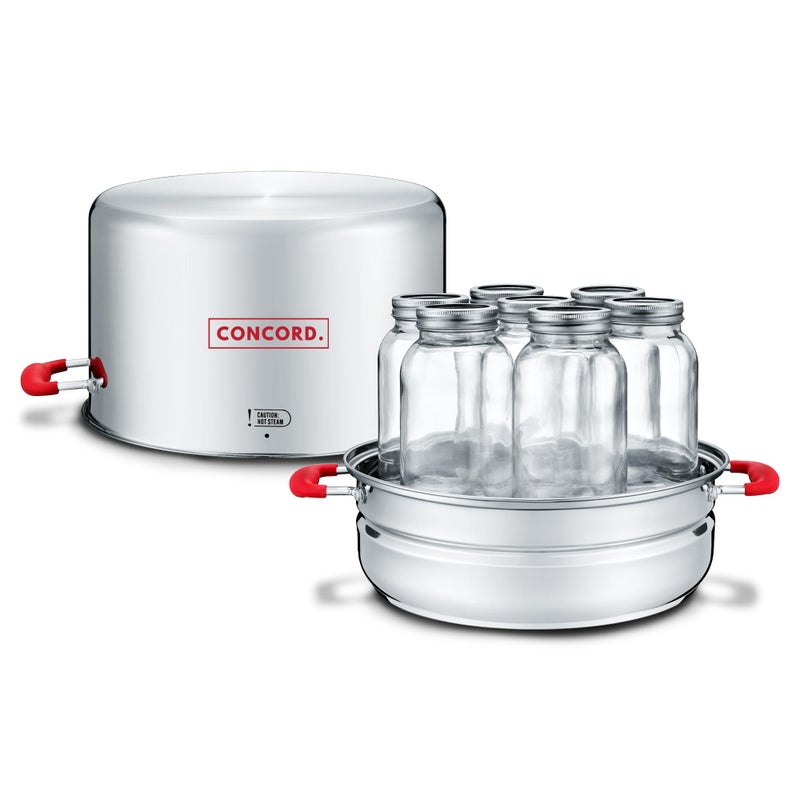 Concord Stainless Steel Turbo Steam Canner Canning Steamer Pot Set. Includes Canning Rack and Mason Jars (Induction Compatible). - Image 1