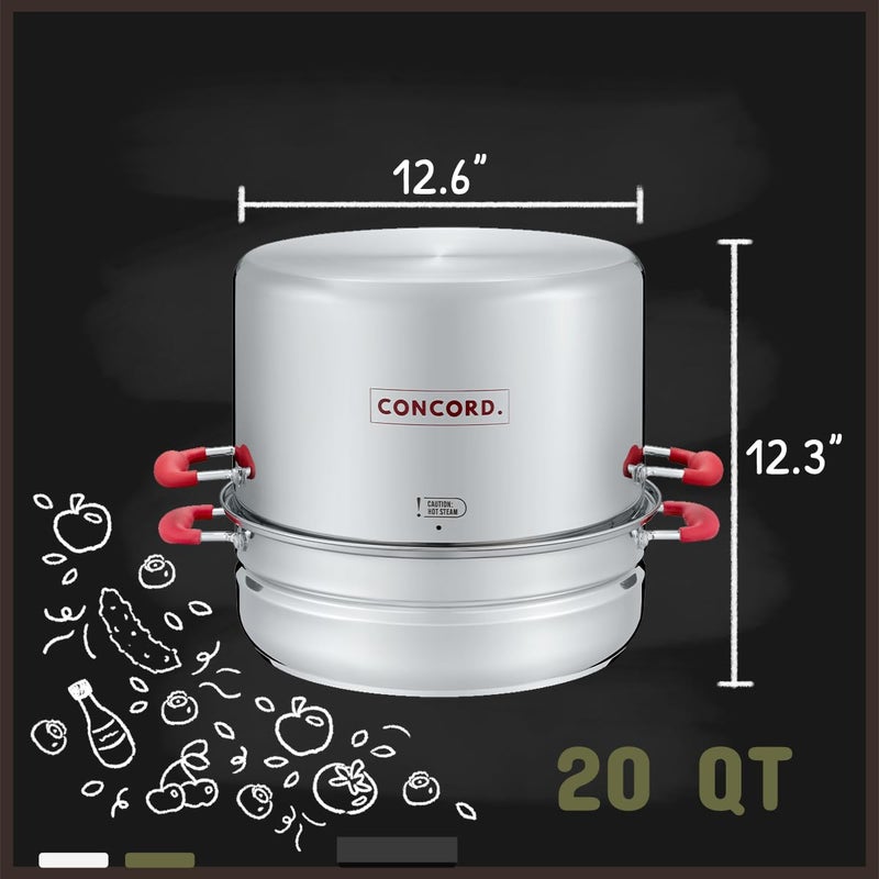 Concord Stainless Steel Turbo Steam Canner Canning Steamer Pot Set. Includes Canning Rack and Mason Jars (Induction Compatible). - Image 2