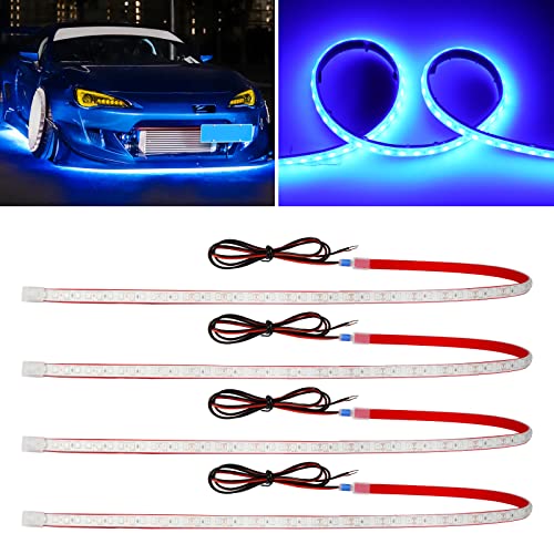 DUOFU365 Blue Led Strip Lights,24inch 12V Car LED Strip Light IP68 Waterproof Cuttable for Car Motorcycles Boat Golf Cart Truck Cargo Home Decoration with Strong Nano Tape,(4PCS) - Image 1
