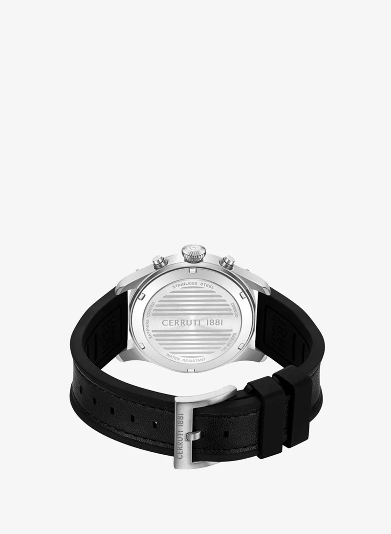 CERRUTI 1881 black Men's Borgatello Black Dial Silicone-Leather Strap Chronograph Watch for Men, 42mm for Men | Best Price UAE