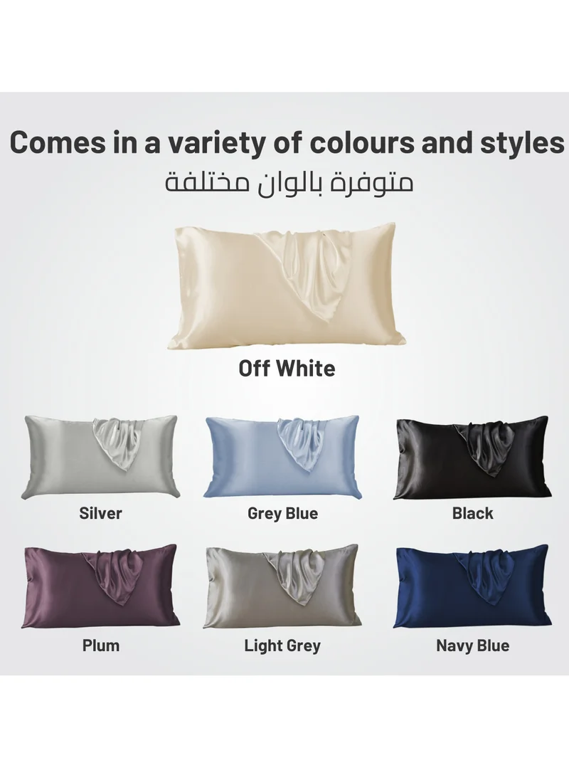 Donetella Satin Pillowcases 2-Pcs Soft And Silky Pillow Cover For Hair And Skin Care With Envelope Closure (Without Pillow Insert),Silver