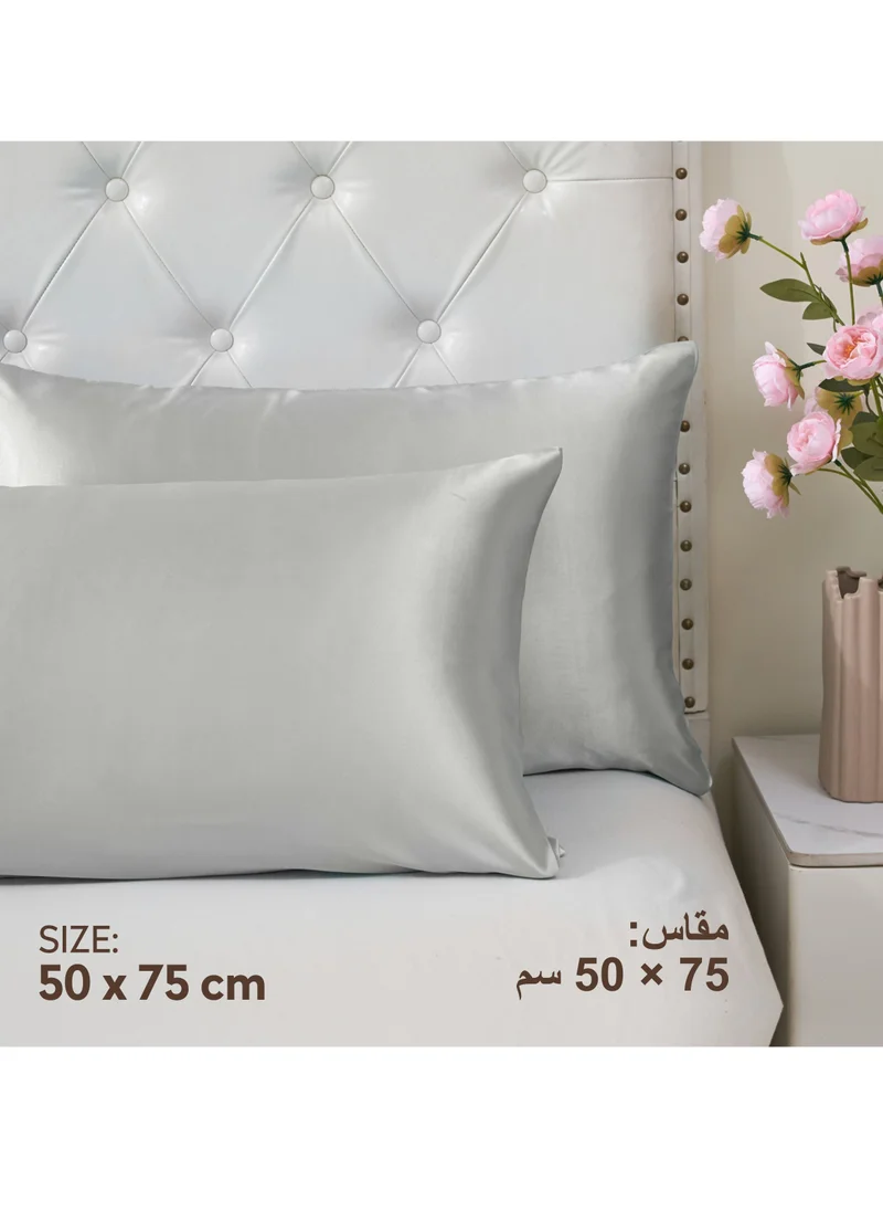 Donetella Satin Pillowcases 2-Pcs Soft And Silky Pillow Cover For Hair And Skin Care With Envelope Closure (Without Pillow Insert),Silver