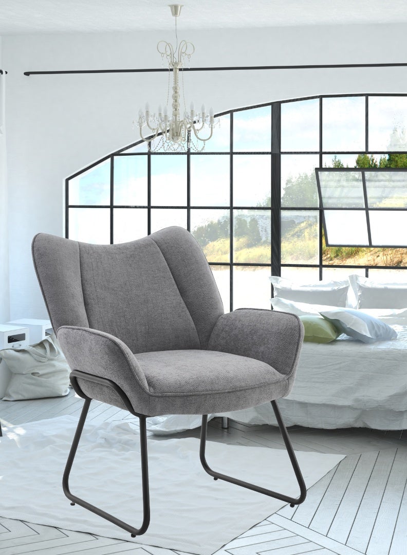 AFT Contemporary Relaxing Armchair with Cushioned Seat and Backrest – Ergonomic Upholstered Design with Sturdy Metal Legs, 130 KG Weight Capacity and Dimensions of 76.5cm Height x 69.5cm Width Ideal for Living Room, Lounge, or Office Comfort Seating. Grey (Arfan) - Image 5