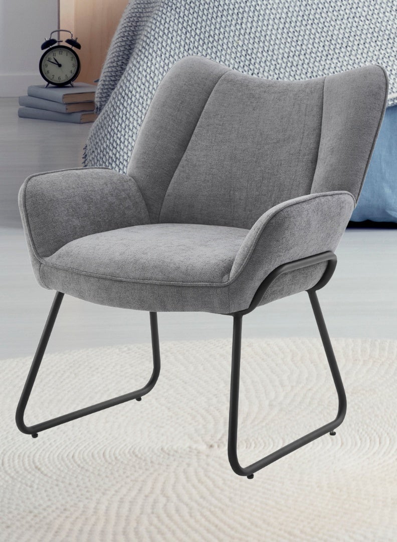 AFT Contemporary Relaxing Armchair with Cushioned Seat and Backrest – Ergonomic Upholstered Design with Sturdy Metal Legs, 130 KG Weight Capacity and Dimensions of 76.5cm Height x 69.5cm Width Ideal for Living Room, Lounge, or Office Comfort Seating. Grey (Arfan) - Image 2