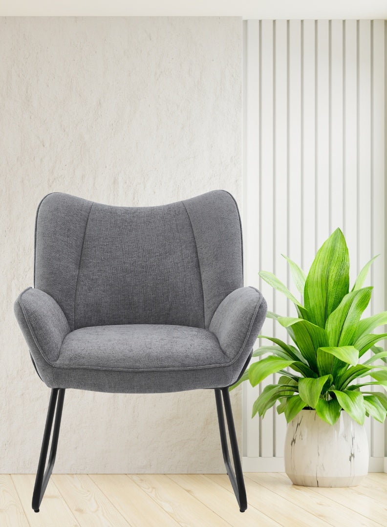 AFT Contemporary Relaxing Armchair with Cushioned Seat and Backrest – Ergonomic Upholstered Design with Sturdy Metal Legs, 130 KG Weight Capacity and Dimensions of 76.5cm Height x 69.5cm Width Ideal for Living Room, Lounge, or Office Comfort Seating. Grey (Arfan) - Image 3
