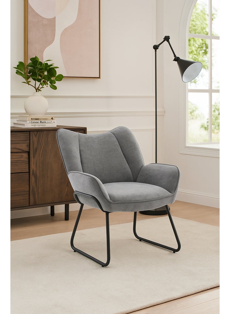 AFT Contemporary Relaxing Armchair with Cushioned Seat and Backrest – Ergonomic Upholstered Design with Sturdy Metal Legs, 130 KG Weight Capacity and Dimensions of 76.5cm Height x 69.5cm Width Ideal for Living Room, Lounge, or Office Comfort Seating. Grey (Arfan) - Image 1