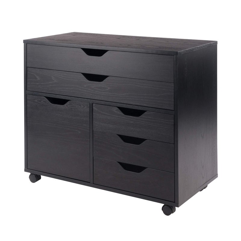Winsome Winsome Halifax Wide Mobile Cabinet with 5 Drawers for Home Office Bedroom Black 