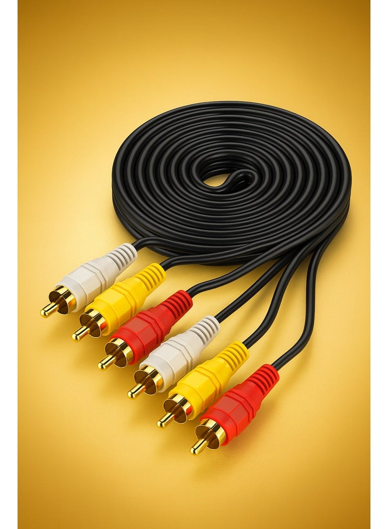 ماتراكس كابل RCA ثلاثي – 6 دبابيس – مطلي بالذهب – بطول 3 متر - Image 1